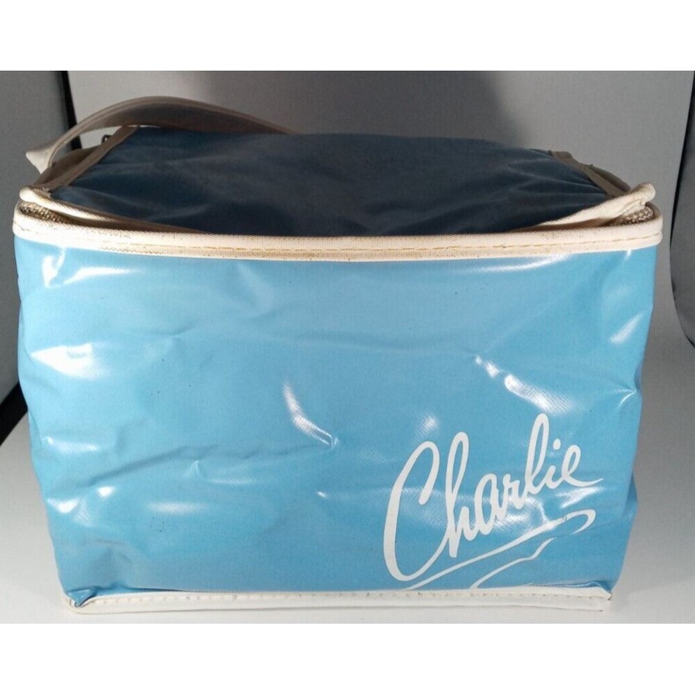 Charlie Makeup Storage Lunch TOTE BAG Padded Vinyl HTF Vintage 70s 80s